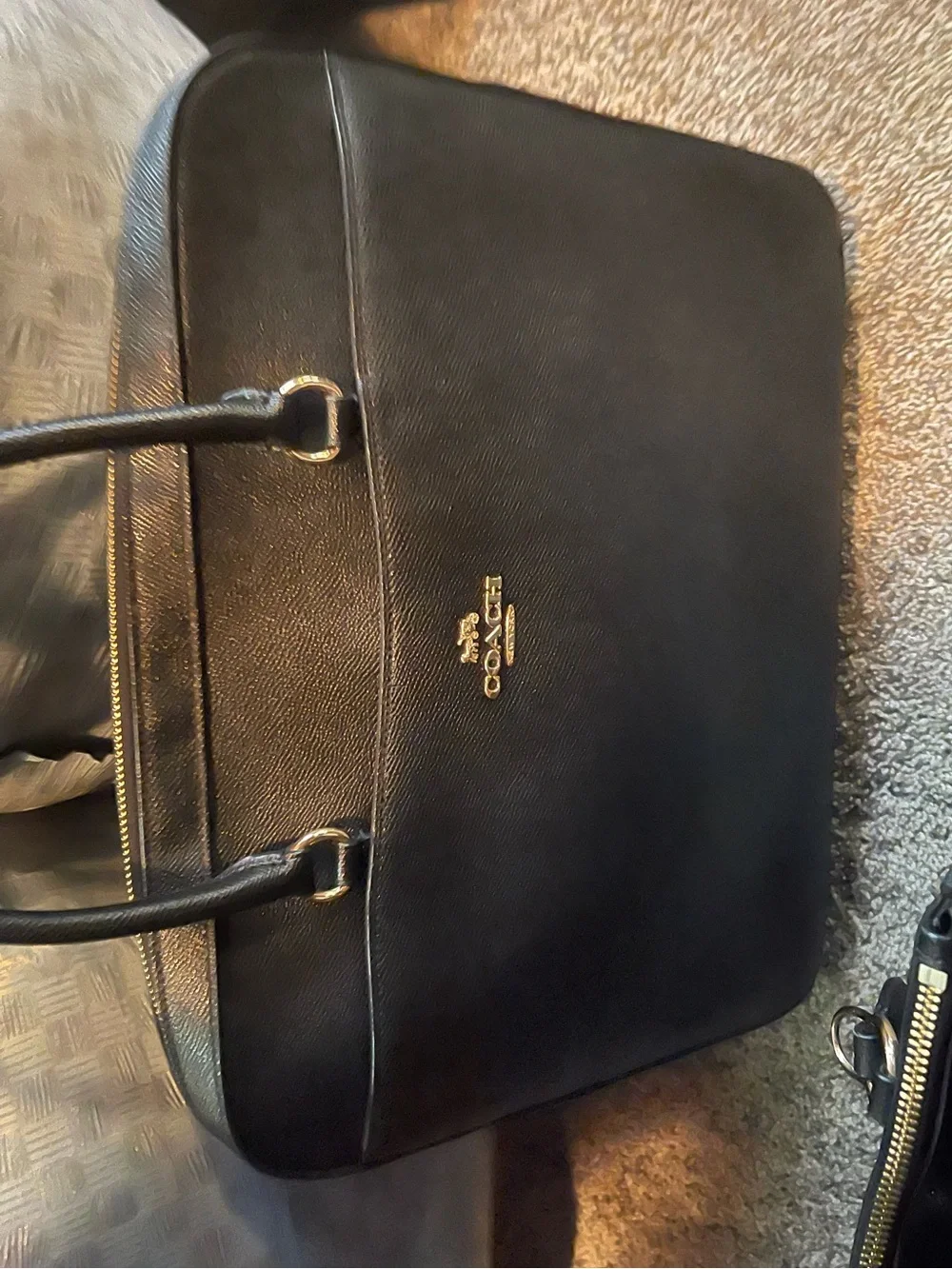 Coach Black Leather Briefcase and Matching Tote Set